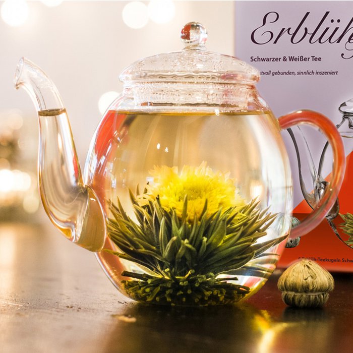 Gift set of teapot and 4 organic tea flowers - Creano