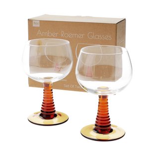 Retro Roemer -Brille 350 ml (Set von 2) - Bernstein