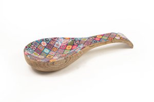 GEKLEURDE GELAKTE HOUTEN LEPEL/EEND HM2420