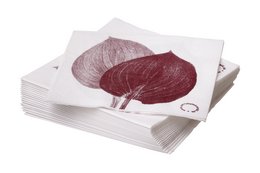 Burgundy-colored dinner napkins with a hosta leaf pattern, suitable for formal or casual dining.