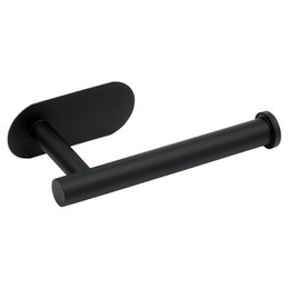  Black steel toilet roll holder with minimalist design.