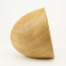 Wooden table clock with a drop-shaped design, made of natural wood material.