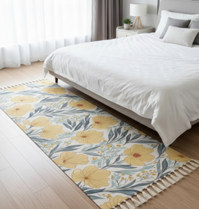 Printed Bedside Runner – Hand Woven Cotton – 2x5 ft Washable