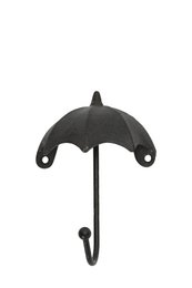  Black umbrella-shaped wall hook, decorative metal hook with curved handle and mounting holes