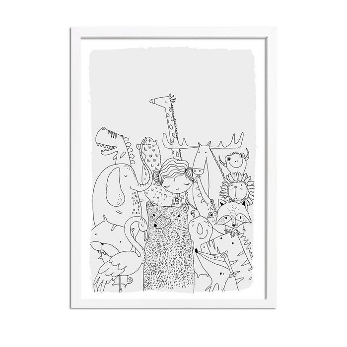 Kinderkamer poster Dieren - Grijs