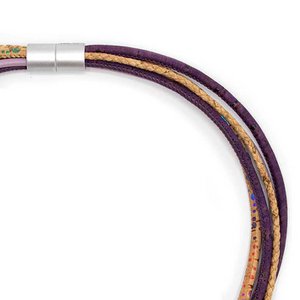 Ketting multi lijns, Kurk//Leer Paars