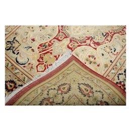 Alfombra suave blanca colonial doble anudada a mano de Kashan