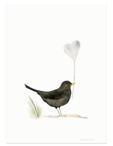 postcard | Blackbird & heart