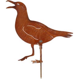  Rust metal seagull garden plug, bird motif, screw-in stake, outdoor decoration