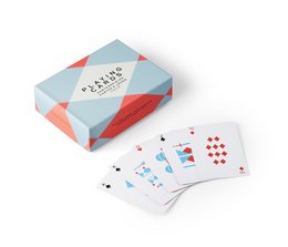 Double playing cards in a geometric pattern box, suitable for card games and entertainment.