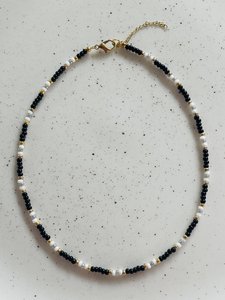 Halskette Schwarz Grau
