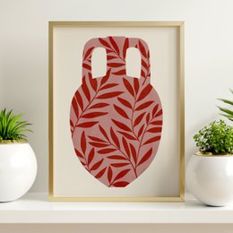 Vase and leaves Art Print
