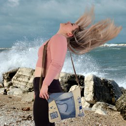 Borsa a tracolla sostenibile da donna Sunsa. Borsa a tracolla realizzata con jeans riciclati e tela (tela). Borsa a mano in stile retrò vintage. Borsa a tracolla per donna.