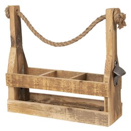 Wooden bottle rack with 3 compartments, beige in color, measures 32x11x32 cm. Suitable for storing and displaying bottles or other barware items.