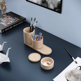 Ensemble d'organisateur de bureau en bois Stack