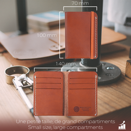 Porte-cartes en cuir cognac