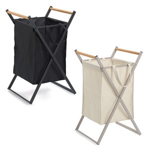 Laundry hamper, metal/wood/polyester