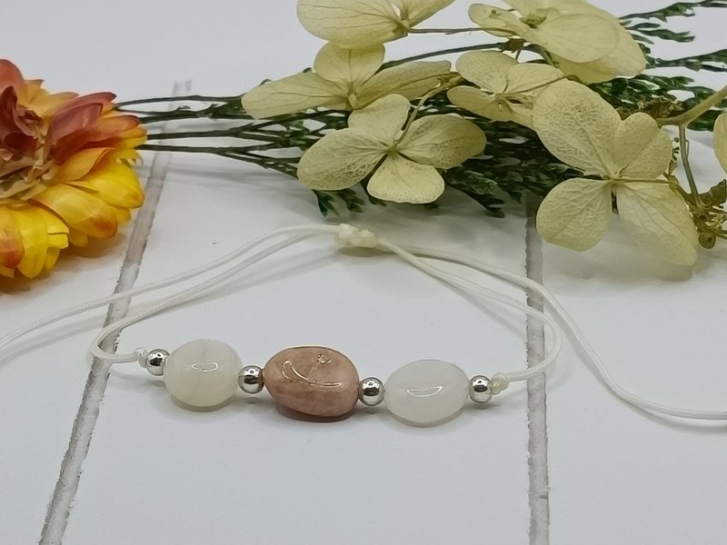 Pulsera de piedras preciosas de piedra lunar macramé