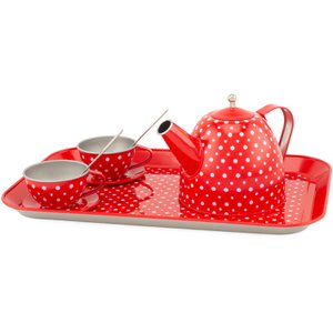 ESSECKE AUS METALL: ROT MIT PUNKTEN