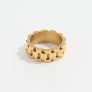 Aiden - Wide Chain Ring Gold