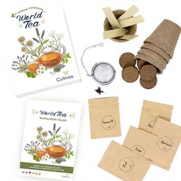 CULTIVEA® Mini Kit Ready to Grow World Teas - 100 % økologiske frø - Have og nyd - Gaveidé (Havete, mynte, kamille, agastache, grøn anis)