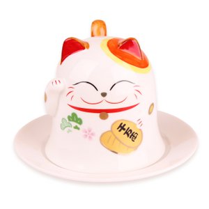 Maneki-neko mok in het ontwerp van de Japanse gelukskat