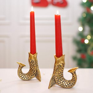 Aluminium-Fischfiguren-Kerzenhalter – Antikgold-Finish – 2er-Set | Großhandel für Heimdekoration