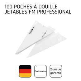 Set de 100 poches à douilles professionnelles jetables 50 cm et Verre doseur transparent en plastique 1 litre FM Professional