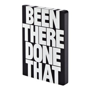 Been there done that - Graphic L | Nuuna notebook A5+ | 3.5 mm dot grid | 120 g Premium paper | Black leather | Sustainably produced in Germany