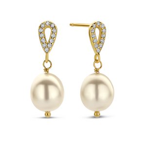 New Bling - 9NB-PRL9C - silver earring pendants with pearl and zirconia - 925 sterling silver