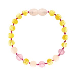 Barnsteen armband baby - Lemon en Rozenkwarts - 14 cm
