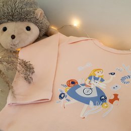 Powder pink pajamas Alice in Wonderland 100% organic cotton certified OEKO-TEX