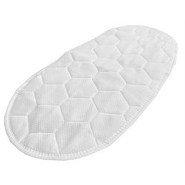 Oval-shaped changing mat with a textured hexagonal pattern in white. Soft, padded surface for comfortable diaper changes.