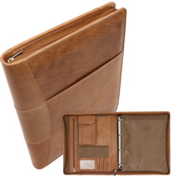 Læder skriveetui A4 - Konferencemappe - Dokumentmappe A4 - Tablet-sleeve & Laptop-sleeve - Aftageligt ringbind
