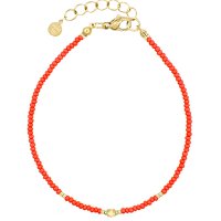 Elegance Beaded Anklet - Coral Red