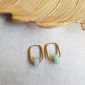 Blue jasper, aventurine, cherry quartz or Indian agate duty earrings