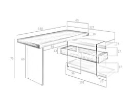 White wooden desk and tempered glass