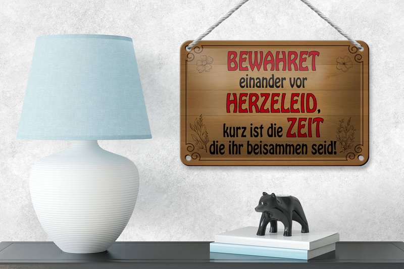 Tin sign saying 18x12cm protect each other from heartache decoration