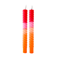 LED Swirl Kaars Red Orange - Set of 2