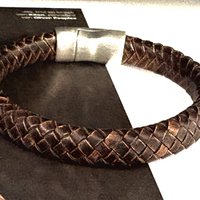 Men's bracelet braided leather dark brown