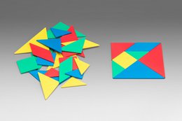 Zestaw Tangram w 4 kolorach (28 sztuk) | Układanie wzorów geometrycznych uczy się szkoły matematycznej