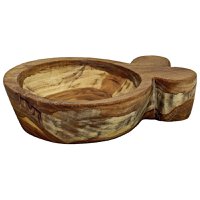Olive wood soap dish apple, 8cm