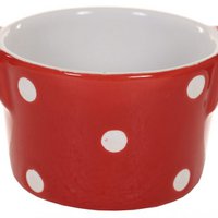 Red ramekin with handles & dots Isabelle Rose