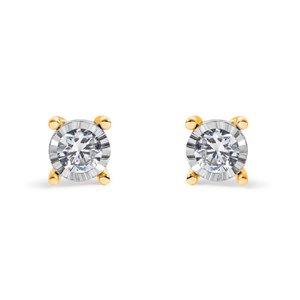 Bicolor Earrings with 3.8mm Disc and 2.90mm Diamonds (0.20 Cts HSI2)
