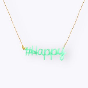 Recycled plastic #Happy green necklace