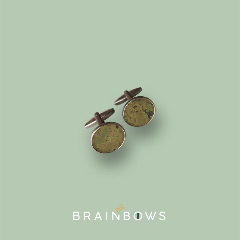 stainless steel CUFFLINKS with cork fabric