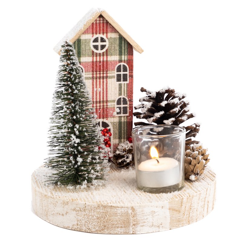 WD.HOUSE/TREE/PINEC.VOT.HOLDER TT CRM 19CM