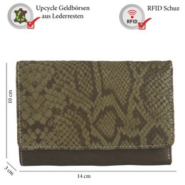 Sunsa damesportemonnee. Leren portemonnee. Portemonnee met RFID-bescherming. Portemonnee gemaakt van overgebleven leer. Grote portemonnee voor dames met veel vakjes voor creditcards - portemonnee voor dames, cadeau-idee