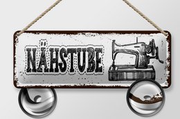 Blechschild Hinweis 27x10 cm Retro Nähstube Nähmaschine Deko Schild