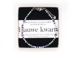 Enkelbandje blauwe kwarts, zilver of goud rvs